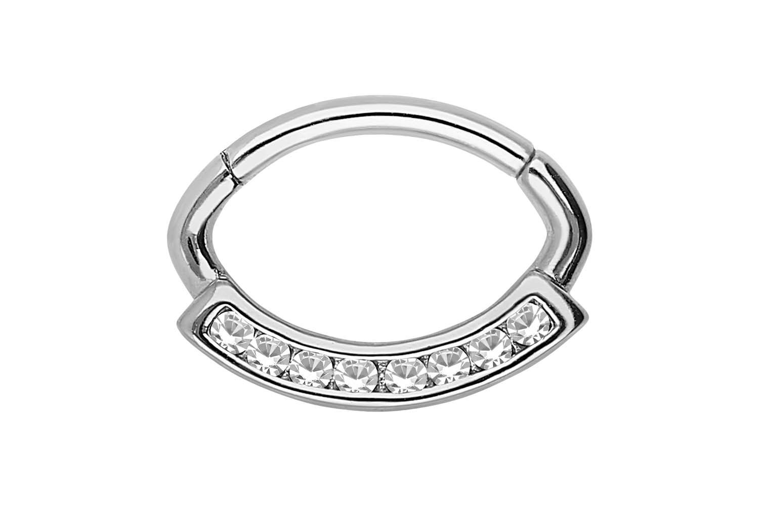 Chirurgenstahl Segmentring Clicker Piercing OVAL + 8 KRISTALLE